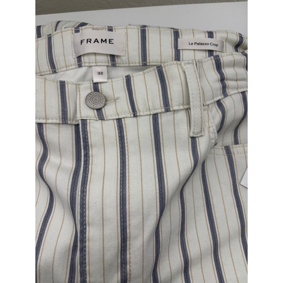 NEW FRAME Le Palazzo Striped Raw Wide Leg Jeans in Indigo Multi Size 32/14 - Picture 3 of 7